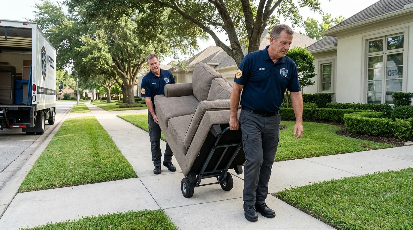 Local residential moving crew loading furniture in Carthage, IL